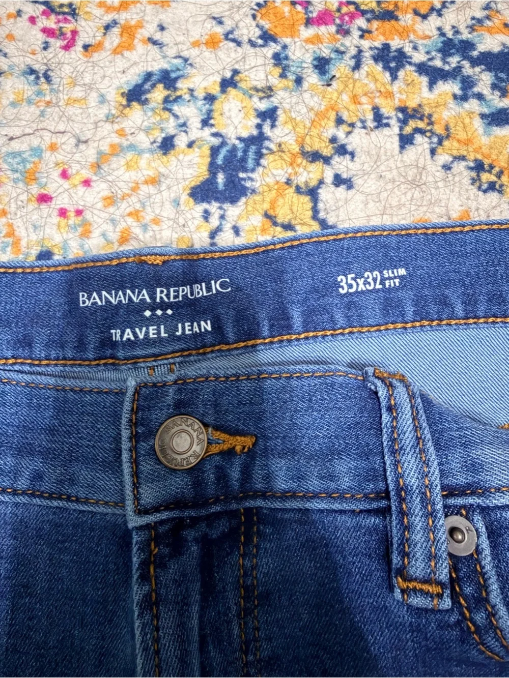 Banana Republic Travel Jean Men’s 35x32 Slim Fit Jeans Hemmed 28.5”